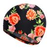 Cloth Febric Swim Caps For Long Hair Printed Flowers Elastic Swimming Cap, 2 Pack