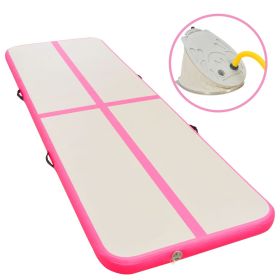 vidaXL Inflatable Gymnastics Mat with Pump 118.1"x39.3"x3.9" PVC Pink