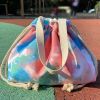 Rainbow Tie-Dye Lunch Box Bag Drawstring Portable Bento Bag Canvas Lunch Tote Bag